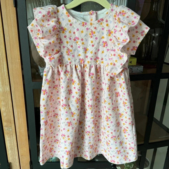 Zara Kids ruffle dress floral print textured toddler girl pastel church easter - Picture 10 of 10